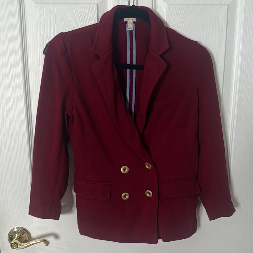 J Crew burgundy Blazer Tailored Suit Jacket with gold button size small